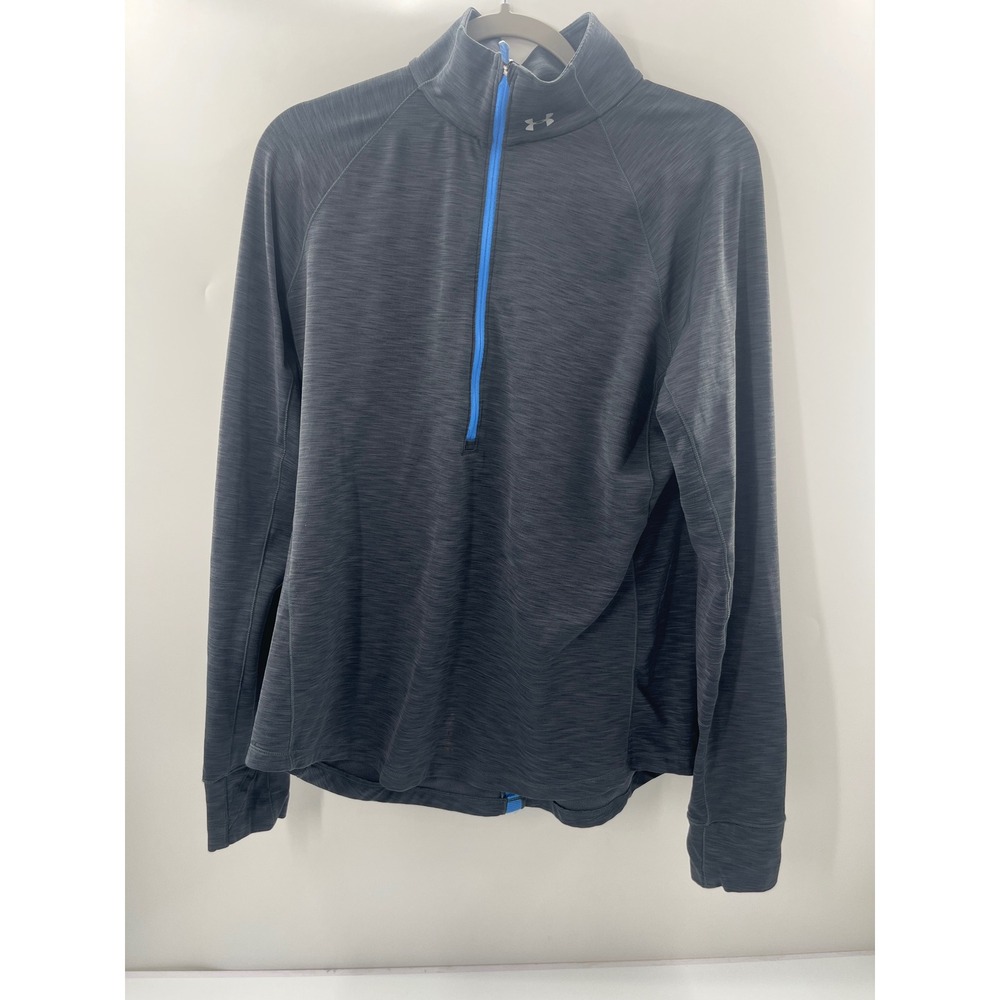 Under Armour ColdGear Mens XL Gray Blue 1/4 Zip‎ Fitted Pullover Activewear 1884